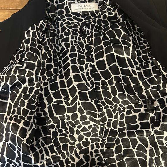 Tahari Arthur S Levine Sz 4 Pleated Collar Cow Print Lined Preppy Work-Core - Picture 8 of 11